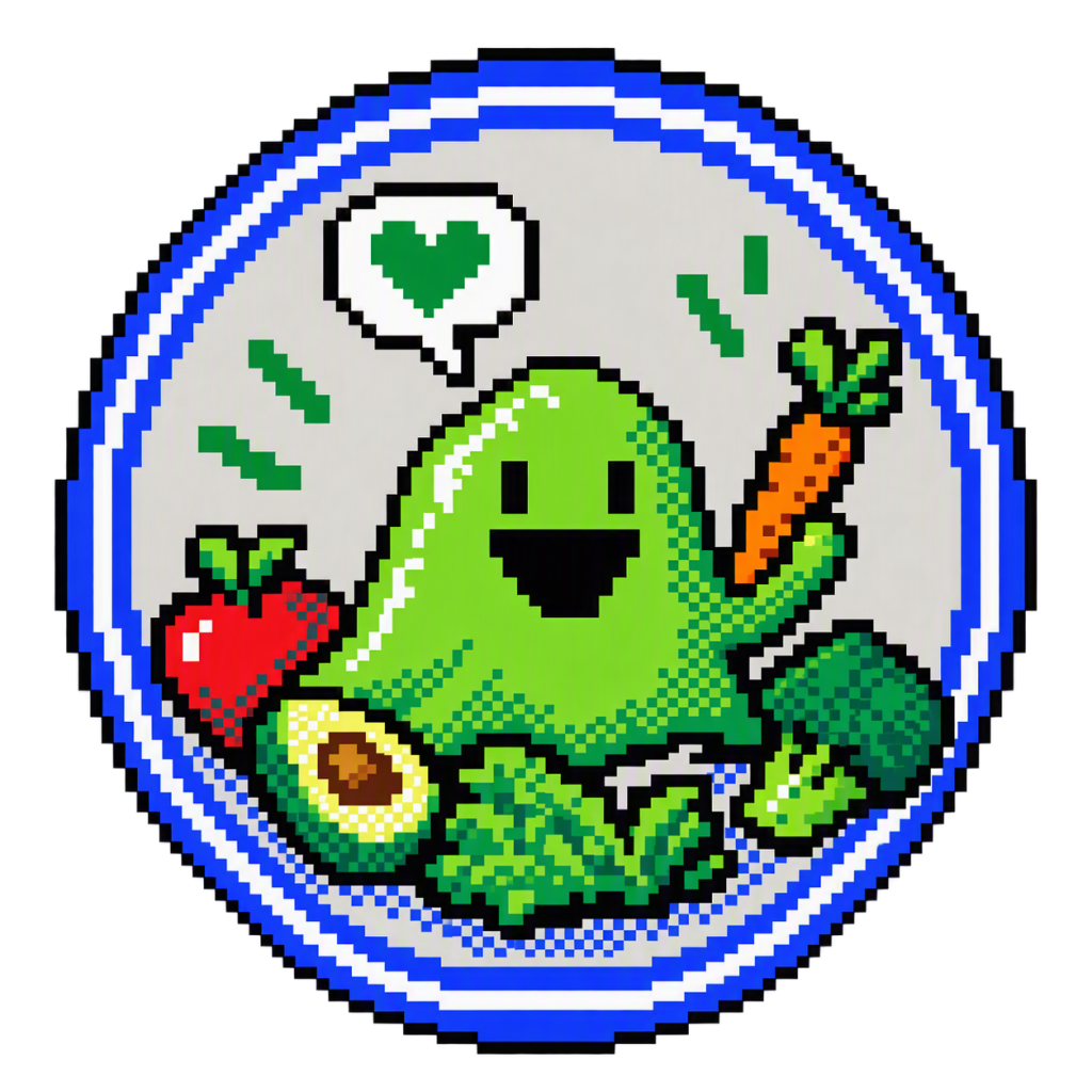 Veganes Bio T-Shirt mit 8-Bit Retro Pixelschleim Monster